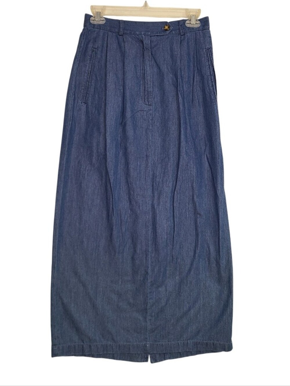 Talbots Vintage Blue Denim Maxi Skirt Size 6 Long Denim Split Back